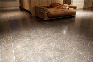 Pierre Bleu De Soignies Classic Floor Tiles, Belgium Black Limestone