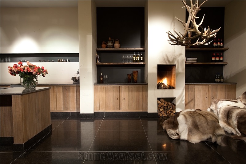 Pierre Bleu De Soignies Classic Floor Tiles, Belgium Black Limestone