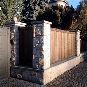 Split Face Sandstone Masonry, Garden Wall, Gate Post Wall