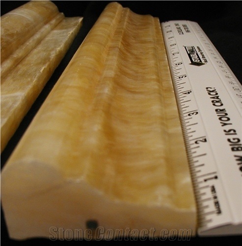 Honey Onyx Chair Rail Decorative Molding Double Ogee Trims 2" X 12", Pakistan Gold Yellow Onyx Chair Rails