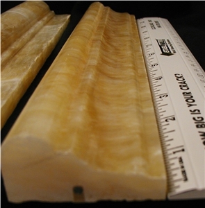 Honey Onyx Chair Rail Decorative Molding Double Ogee Trims 2" X 12", Pakistan Gold Yellow Onyx Chair Rails
