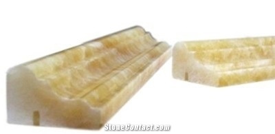 Honey Onyx Chair Rail Decorative Molding Double Ogee Trims 2" X 12", Pakistan Gold Yellow Onyx Chair Rails