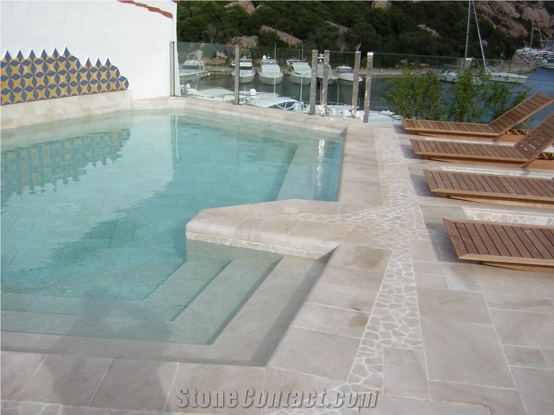 Orosei Light Veined, Orosei Venato Chiaro Pool Coping, Daino Venato Beige Marble Pool Coping
