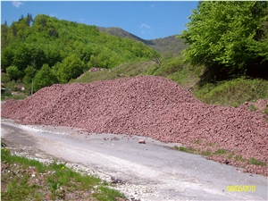 Kirchevo Sandstone Cobble Stone, Red Sandstone Cube Stone & Pavers Kirchevo Sandstone Cobble Stone, Red Sandstone Cube Stone & Pavers