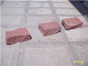 Kirchevo Sandstone Cobble Stone, Red Sandstone Cube Stone & Pavers