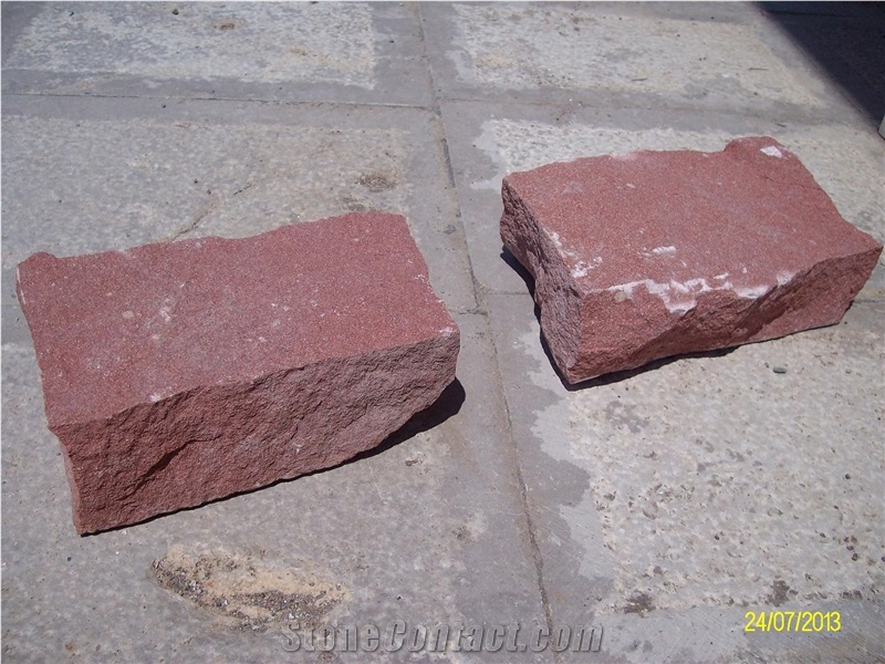 Kirchevo Sandstone Cobble Stone, Red Sandstone Cube Stone & Pavers