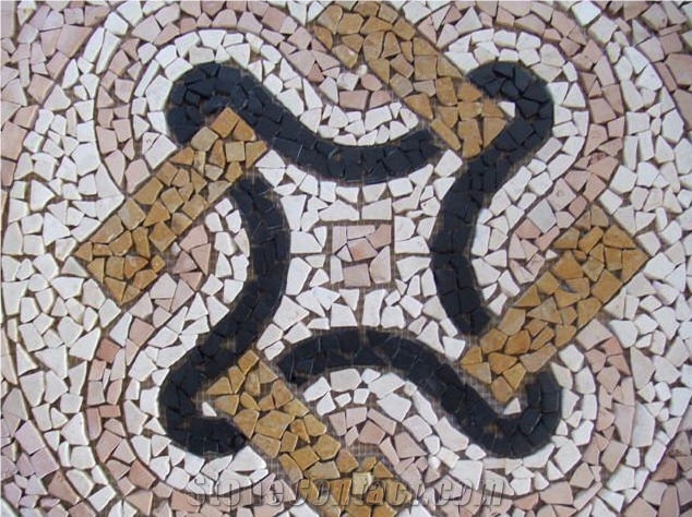 Chipped Marble Mosaic Flooring Medallions