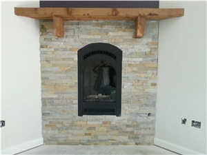 Slate Wall Cladding Panels, Beige Slate Wall Cladding, Fireplace Surround with Slate Ledge Stone Panel