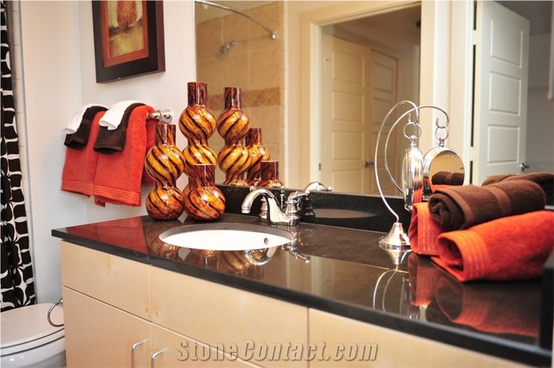 Absolute Black Granite Bath Countertop, Nero Assoluto Granite Vanity Top