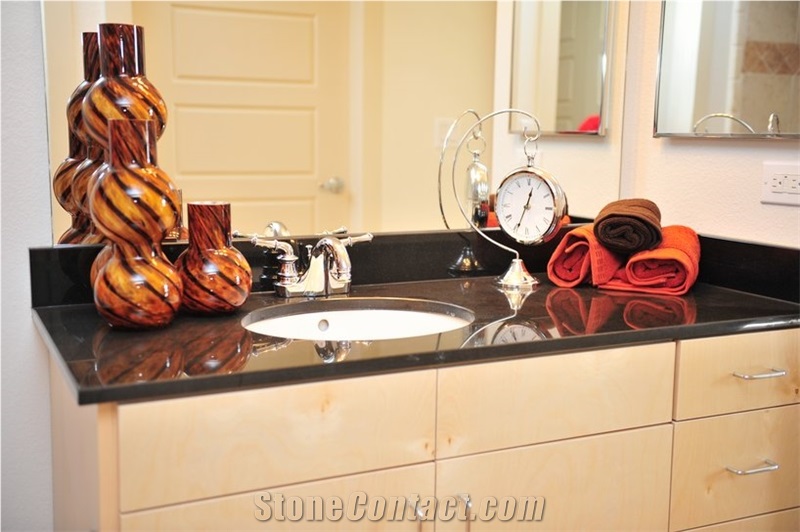 Absolute Black Granite Bath Countertop, Nero Assoluto Granite Vanity Top