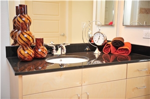 Absolute Black Granite Bath Countertop, Nero Assoluto Granite Vanity Top