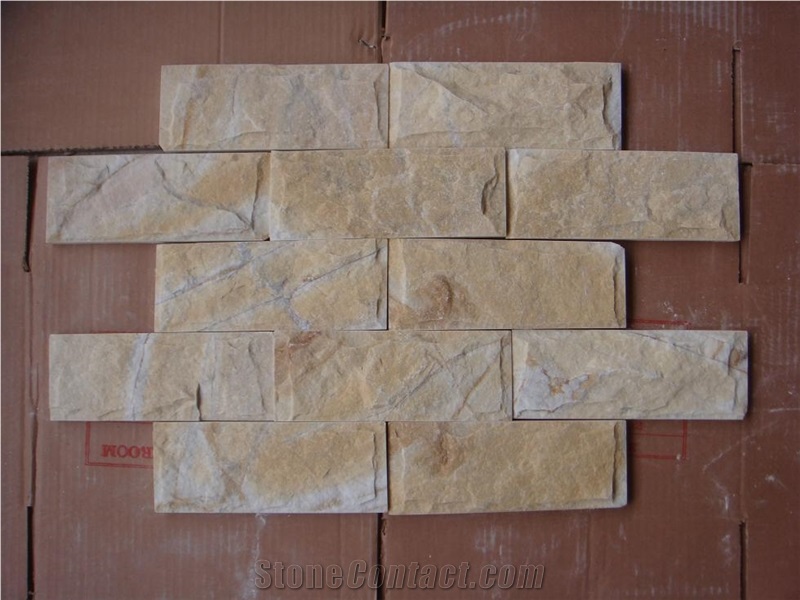 Yellow Mushroom Marble, Split Face Wall Cladding, Decorative Wall Panel Stone, Yellow Nghe an Marble Mushroom Stone