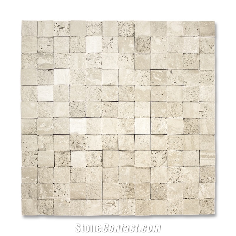 Mosaics Of Splitface Travertine, Beige Travertine Mosaics