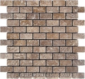 Noce Travertine Tumbled Brick Mosaics