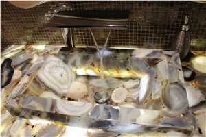 Concetto Semiprecious Stone Powder Room Sink - Design & Installation by Casa Stilo