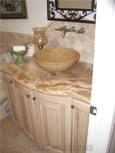 Honey Onyx Bath Counter Top Install