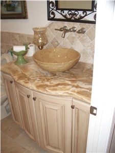Honey Onyx Bath Counter Top Install