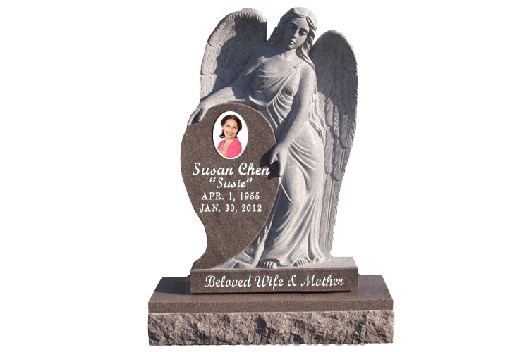 Jk5 Pink Angel Monument Large, Pink Granite Monuments