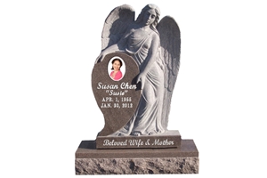 Jk5 Pink Angel Monument Large, Pink Granite Monuments