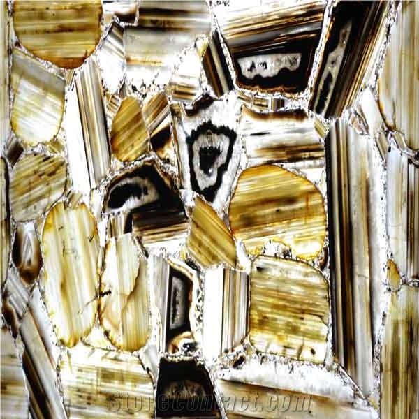 Black Agate Semiprecious Slab