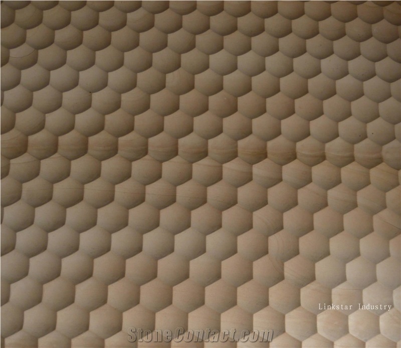 China Yellow Sandstone 3d Wall Cladding Panels