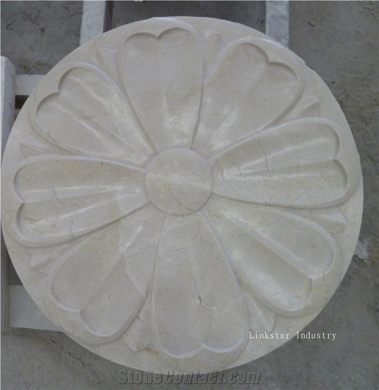 Natural Crema Marfil 3d Interior Design Stone Wall Tile, Beige Marble Sign