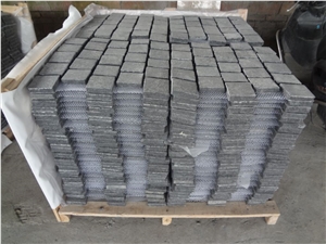 G684 Black Basalt Cobble Stone on Mesh