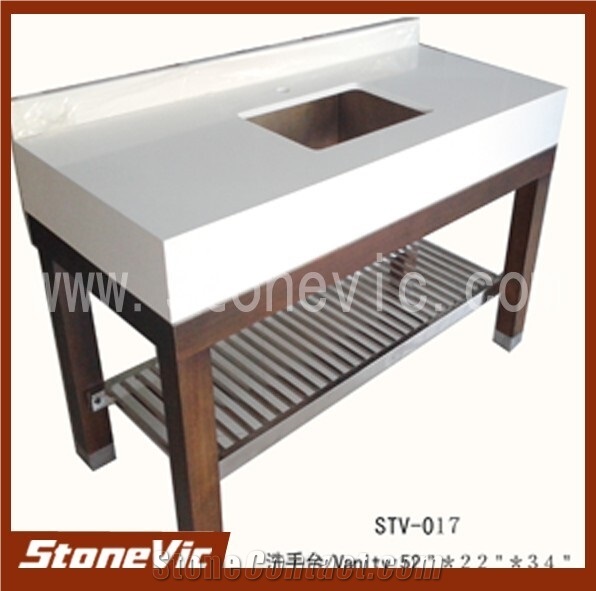 Traditional Wooden Base Artificial Quartz Stone Bath Top