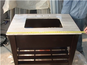 Wooden Cabinet with White Wooden Marble Bath Countertop