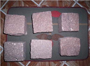 Manga Red Granite Cobble Stone, Manga Brown Granite Cubes, Red Granite Cubes