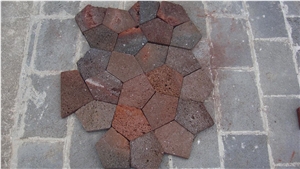 Red Lava Stone, Multi Color Basalt Flagstone Pavers, Irregular Flagstones