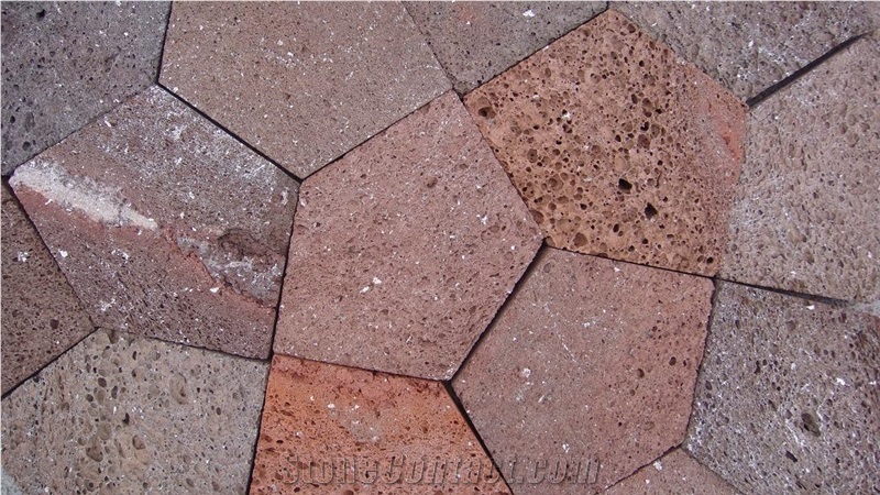 Red Lava Stone, Multi Color Basalt Flagstone Pavers, Irregular Flagstones