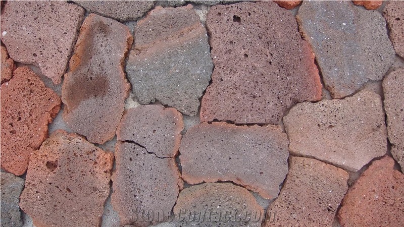 Red Lava Stone, Multi Color Basalt Flagstone Pavers, Irregular Flagstones