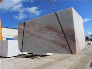 Aurora Gold Rosa Marble Blocks, White Marble with Pink Veins Blocks