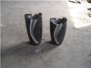 China (Also Called Hebei ) Black Granite Urn, Vase & Bench