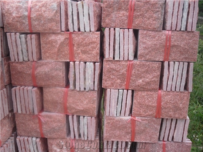 Peach Red Quartzite Mushroom Stone