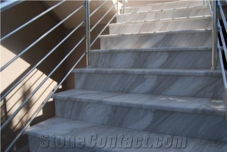 White Ajax Marble for Interior or Exterior Use, White Marble Stairs & Steps