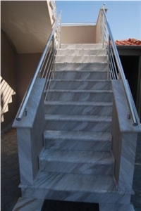 White Ajax Marble for Interior or Exterior Use, White Marble Stairs & Steps