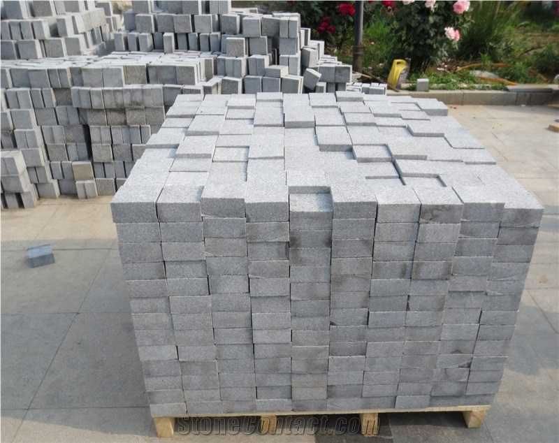 Shandong Dark Grey Granite Cube Stone,Cobble Stone