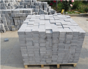 Shandong Dark Grey Granite Cube Stone,Cobble Stone