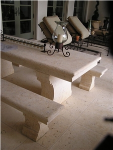 Western Ivory Table Bench, Western Ivory Limestone Tables Western Ivory Table Bench, Western Ivory Limestone Tables