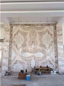 Lotus Onyx Book Match Tiles,Myanmar Beige White Onyx Slabs & Tiles,Onyx Wall Tiles,Onyx Covering,Onyx Stone Flooring