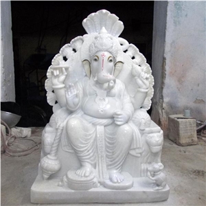 White Jade Marble Ganesh Statue,Human Sculptures