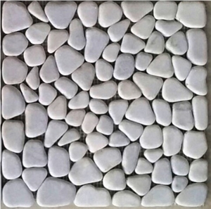 Pebbles on Mesh, White Marble Pebbles