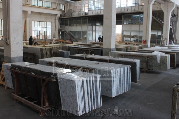 Arabescato Corchia Marble Prefab Kitchen Countertops with Laminated Flat Edges Polished