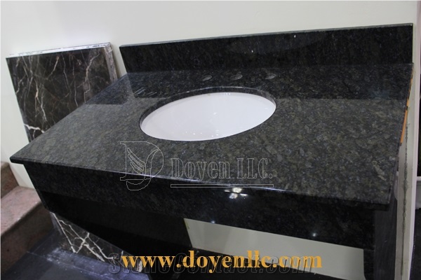 Butterfly Green Granite Vanity Top with Oval Bowl