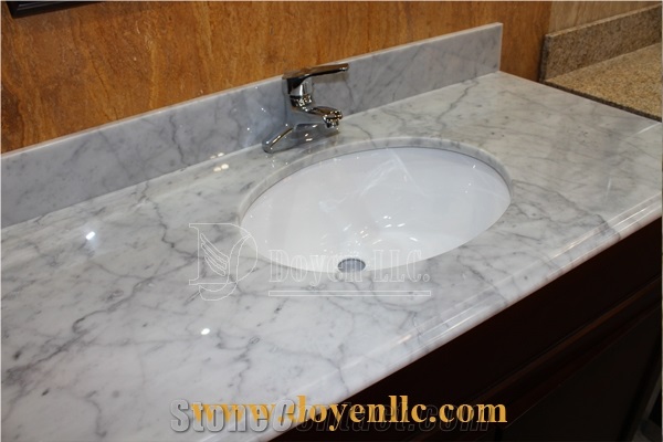 Calacatta White Marble Bathroom Vanity Top with Oval Bowl