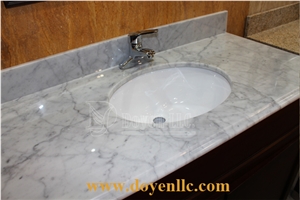Calacatta White Marble Bathroom Vanity Top with Oval Bowl
