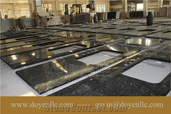 Chinese Butterfly Green Granite Kitchen Counter Tops Project
