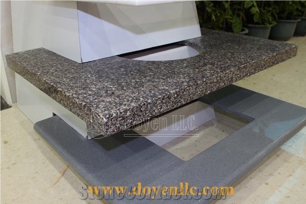 Crystal Grey Quartz Bathroom Vanity Tops Wt Hole Cutout